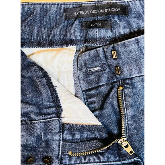 Express Vintage Indigo Editor Dress Flared Leg Jeans 2 - Picture 12 of 14